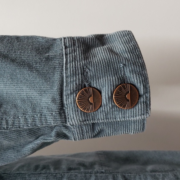 Faherty Corduroy Button Up Long Sleeve Blue Mini Dress Women's Size XS - Picture 9 of 13